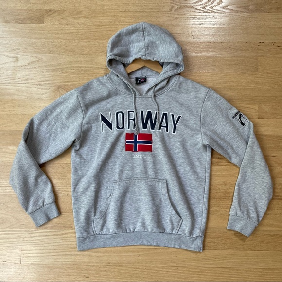 Gray Scandinavian Explorer NORWAY Hoodie Size Small - Picture 2 of 12